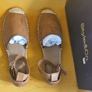 Style & Co. Brown Espadrille Shoes with Peep-Toe Design